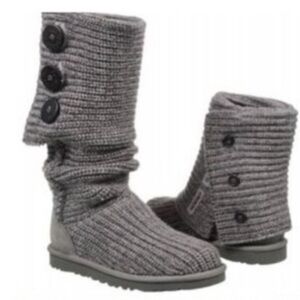 NEW in box Ugg Classic Cardy knit boots gray Sz 8